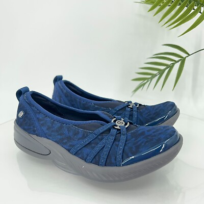 #ad Bzees Women#x27;s Niche Slip On Flat Size 7.5 Blue Gray Stretch Fabric Light Shoe $39.95
