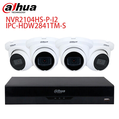 #ad Dahua 4CH KIT NVR2104HS P I2 4K 8MP Camera IPC HDW2841TMP S Security Systems Lot $540.55