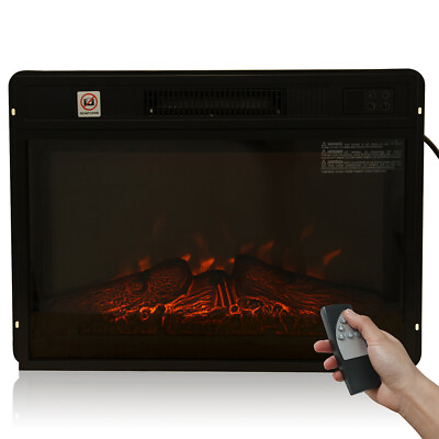 #ad 23 Inch Electric Fireplace Insert Infrared Quartz Heater With Realistic Flames $130.29