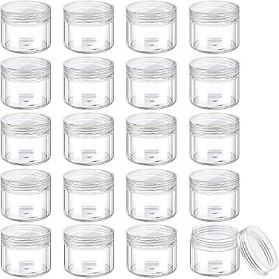 #ad 20 Pack Clear Round Plastic Jars with Lids for Cosmetic Creams Powders $14.15