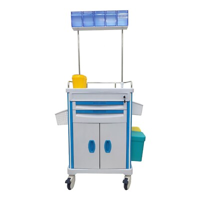 #ad Steel Equipment Cart with One Cabinet Two Drawers ABS Plastic Mobile Trolley St $629.85