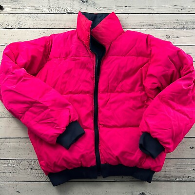 #ad Vintage Sno Down Reversible Down Feather Ski Winter Jacket Women#x27;s M Pink Blue $31.49