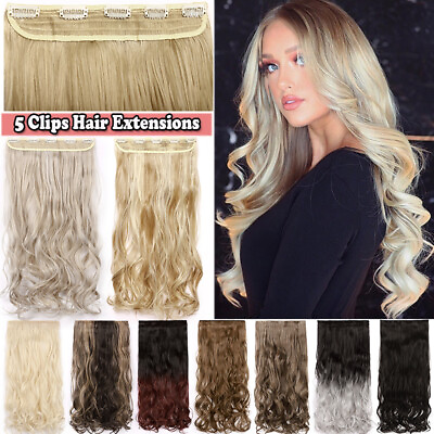 #ad Real Thick One Piece 100% Natural Clip in As Human Hair Extensions 3 4 Full Head $16.20