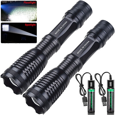 #ad Zoom Police Tactical LED Flashlight Super Bright 5Mode Torch Lamp Camping Hiking $23.99