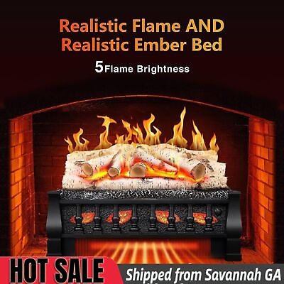 #ad 21 INCH 1500W Electric Fireplace Log Set Heater Whitish logs from GA 31405 $110.99