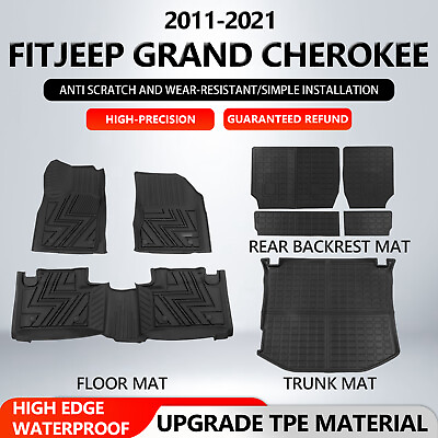 #ad For 2011 2021 Jeep Grand Cherokee Floor Mats Cargo Mat Backrest Mat Trunk Liners $152.99