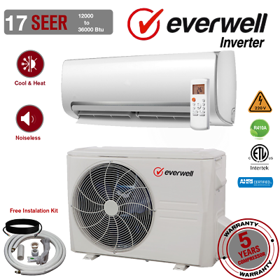 #ad Everwell® 12000 24000 BTU Mini Split Air Conditioner System 17 SEER2 $570.00
