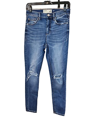 #ad Garage Ultra High Rise Skinny Distressed Medium Wash Denim Jeans Sz 7 26 $16.00