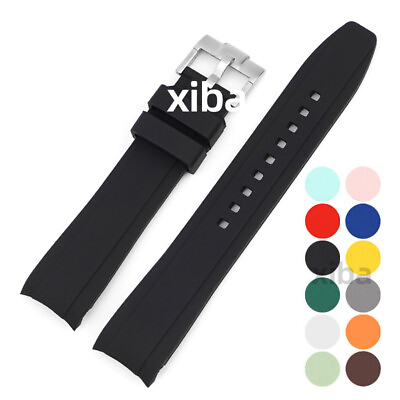 #ad New Curved End Watch Bracelet 20mm 22mm Waterproof Silicone Watch Band Strap $13.99