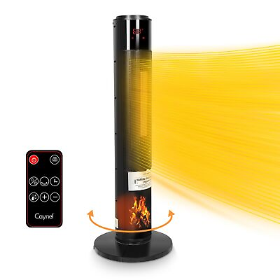 #ad Home Tower Ceramic Heater w 3D Flame amp; Oscillation Function Touch Control Black $89.98