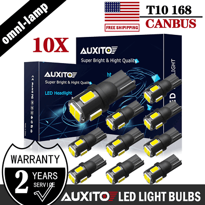 #ad 10Pcs 6000K Spuer Bright T10 2825 W5W LED Interior Dome Map Reading Light Bulbs $7.99
