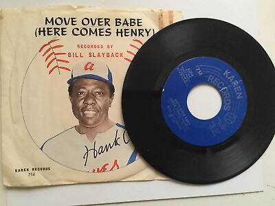 #ad Hank Aaron baseball 45 rare record in sleeve 1973 C $95.00