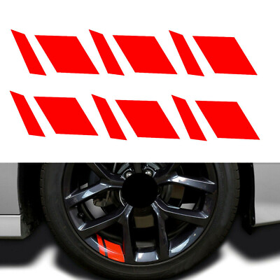 #ad 6x Red Reflective Car Wheel Rim Vinyl Decal Stickers For 16quot; 21quot; Accessories USA $3.89