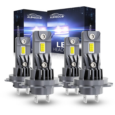 #ad 4Pcs H7 LED Headlight Bulb Kit High Low Beam Super Bright 6500K White 80000LM $75.99