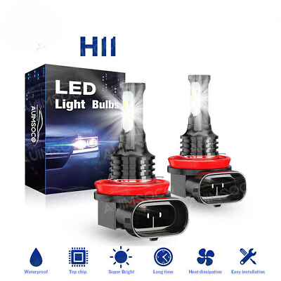 #ad H11 LED Headlight Super Bright Bulbs 4000LM LOW BEAM Fanless 2PC Kit 8000K White $12.49
