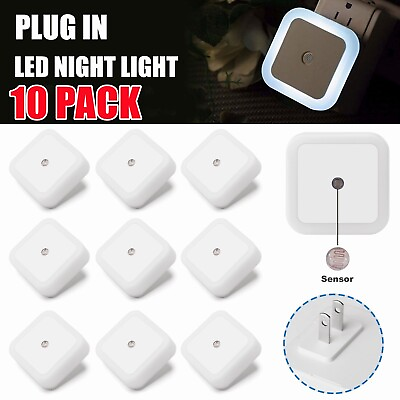 #ad 10Pcs 6000K Plug in LED Night Lights Lamp Dusk to Dawn Sensor Hallway Kitchen US $21.95