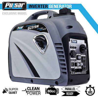 #ad Pulsar 2300W Portable Gas Powered Quiet Inverter Generator USB amp; Parallel OK $359.00