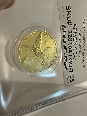 #ad 2020 1 4 oz Gold Proof LIBERTAD – MEXICO – Coin in Capsule Mintage of only 250 $1850.00