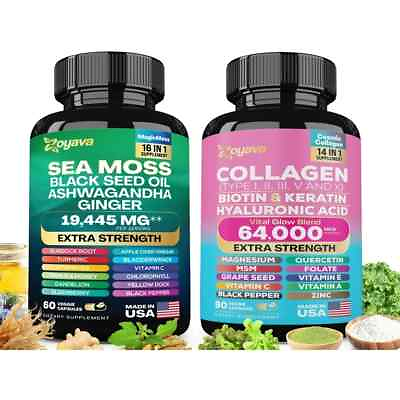 #ad Zoyava Radiant Wellness Bundle: Sea Moss Multivitamin amp; Cosmic Collagen Duo $74.99