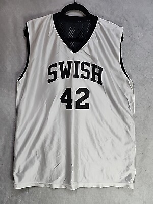 #ad Swish Men#x27;s XL White Reversible Basketball Athletic Jersey $34.88
