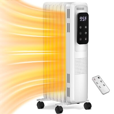 #ad Kismile Radiator Heater1500W Electric Portable Space Oil Filled Heater with ... $73.49