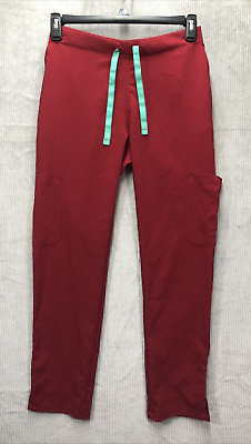 #ad Mint Stretch Womens Scrub Pants M Cranberry Red Drawstring Pockets Uniform $16.04