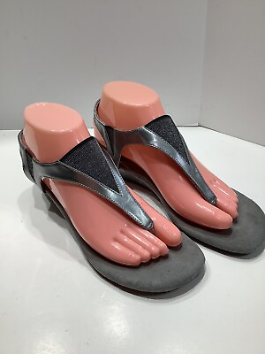 #ad Dexflex Comfort Silver Wedge Sandal Thong Flip flop Shoes Womens Size 7.5M Exc $16.99