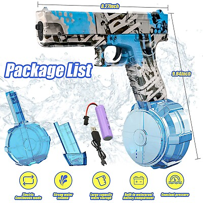 #ad New Electric Water Gun 32Ft Range Automatic Water Gun Kids Toy with Big Capacity $19.99