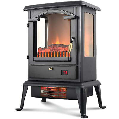 #ad Lifesmart 1500W Infrared Quartz Stove Heater with 3 Sided View Realistic Flame $180.56