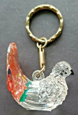#ad Vintage 1980#x27;s quot;Colorful Turtle Dovequot; Ring Keychain PB170 $9.99