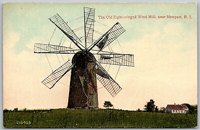 #ad Newport Rhode Island c1910 Postcard Old Eight Winged Wind Mill Windmill $7.65