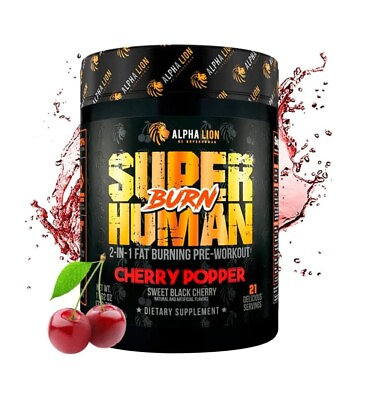 #ad Alpha Lion Super Human Burn Preworkout Flavor: Cherry Popper NEW FREESHIP $39.95