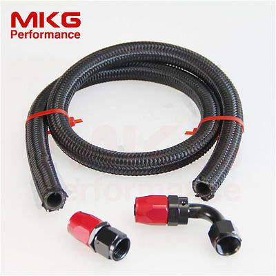 #ad 4an an4 Steel Nylon Braided Oil Fuel Line Hose 3FTStraight90°SWIVEL Fitting K $12.90