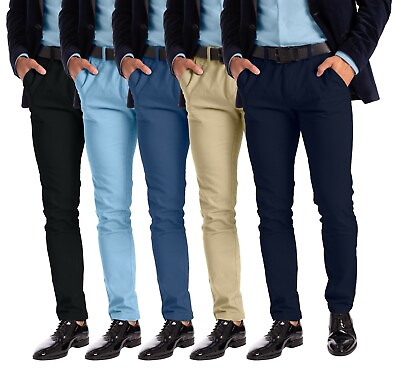 #ad Men#x27;s Stretch Dress Pants Slim Fit Skinny Chino Pants $23.99