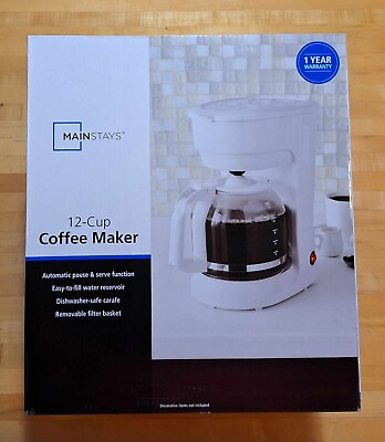 #ad Mainstays White 12 Cup Drip Coffee Maker New $18.00