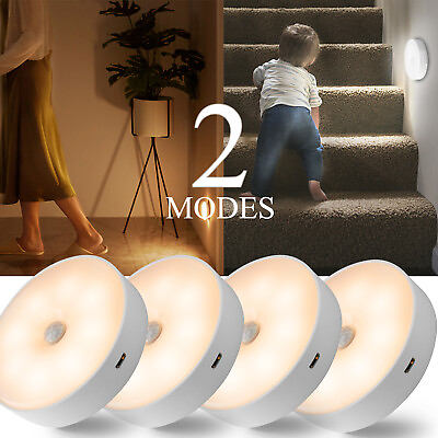#ad 1 4PCS LED Wireless Motion Sensor Night Light Wall Cabinet Closet Stair Lamp USA $13.59