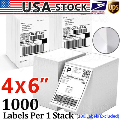 #ad 100 10000 4x6 Fanfold Direct Thermal Shipping Labels for Zebra amp; Rollo Printers $6.87