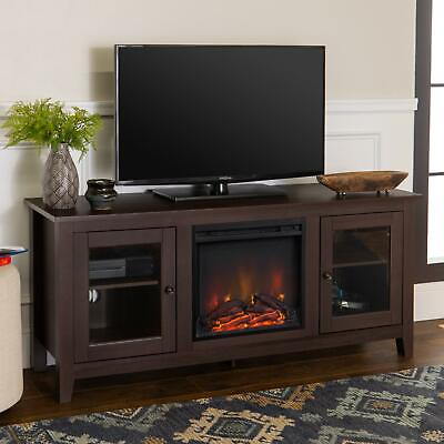 #ad Walker Edison Wooden Electric Fireplace TV Stand Console For TVs Up To 60quot; Dark $261.92