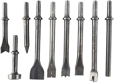 #ad 9 Pcs Pneumatic Chisel Tool Set Air Hammer Punch Chipping Bits Set 0.39In Shank $28.99