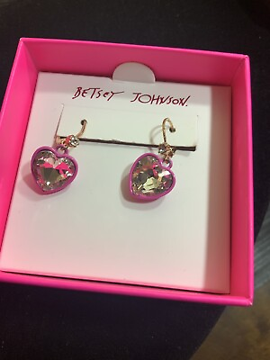 #ad Betsey Johnson Pink Heart Earrings R1 $55.00