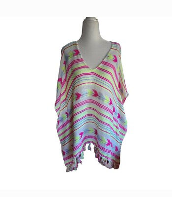 #ad Billabong Neon Cast Water Cover Up Fringe Poncho Small $40.00