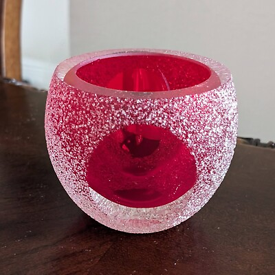 #ad Red Fifth Avenue Geode Frosted Votive 3 3 8quot; Tall x 4quot; Wide Glass Candle Holder $25.00