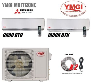 #ad YMGI 27000 BTU 21 SEER 2 Zone Ductless Mini Split Air Conditioner Heat Pump yhn $2950.00