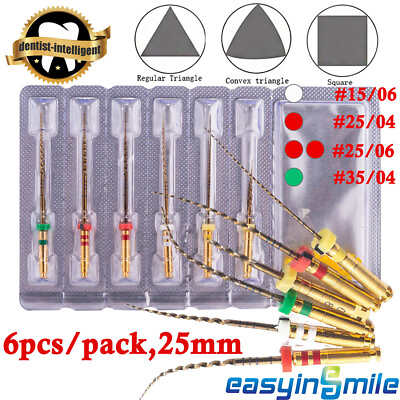 #ad 6Pcs Dental G3 Root Canal Endodontic Files X3 Pro Gold Endo Rotary Files 25mm $15.59