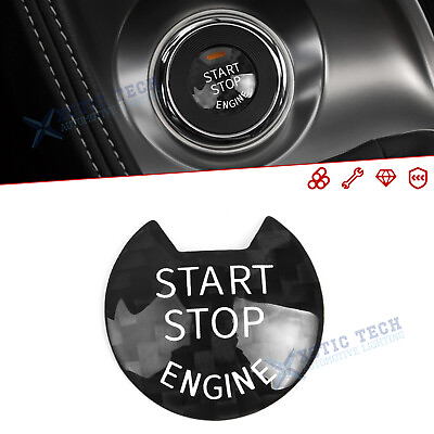 #ad For Infiniti Q50 Q60 Black Carbon Fiber Look Inner Engine Push Button Cover Trim $14.97