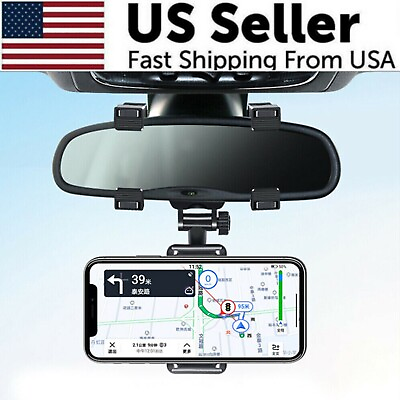 Universal 360 Rotation Car Rear View Mirror Mount Stand GPS Cell Phone Holder US $6.89