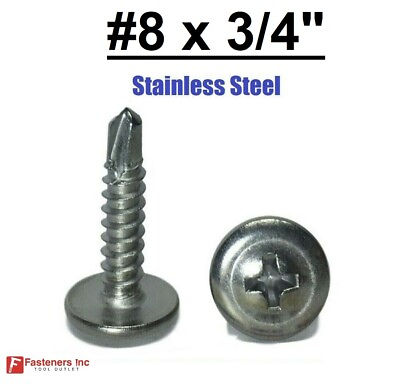 #ad #8 x 3 4quot; Stainless Steel Phillips Modified Truss Head Self Drilling Screw $11.99