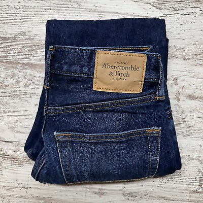 #ad Abercrombie Fitch Jeans Mens 28x30 Blue Denim Slim Straight Button Fly Dark Wash $25.88