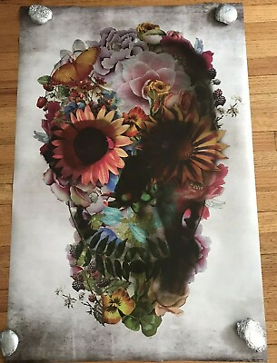 #ad Flower Skull Poster By Gulec 24quot; X 36quot; $10.25
