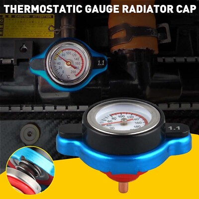 #ad For Car Blue Head Small Thermostatic Radiator Cap Water Cover Temp Gauge 1.1 BAR $12.09